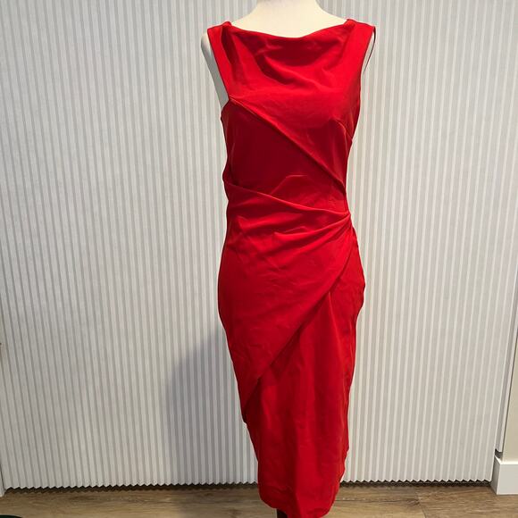 CHIARA BONI LA PETITE ROBE Women's Silvietta Cocktail Dress Size 42/US6 In Red - Picture 4 of 11